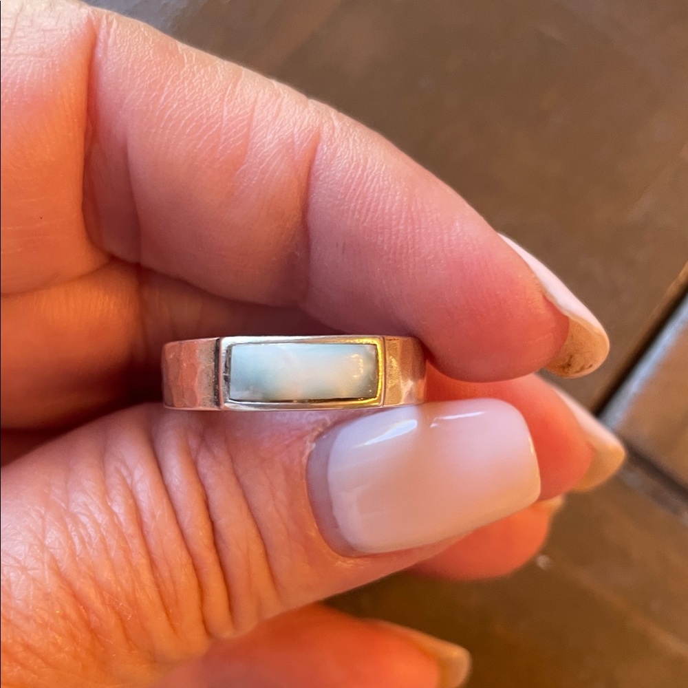 Silpada Sterling Ring with Pale Blue Mother-of-Pearl Inlay